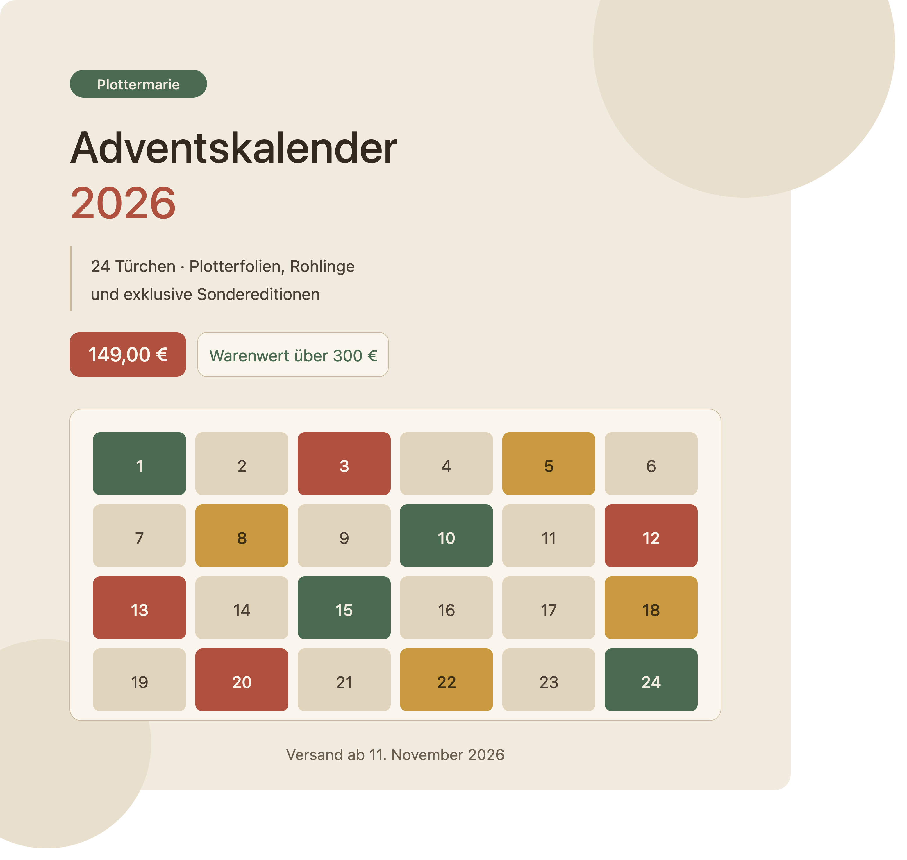 Plottermarie Adventskalender 2026